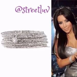 EUC Stella & Dot Bardot Spiral Bangle Bracelet Silver